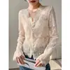 Camiseta Interior de Encaje para Mujer, Nueva Camisa Hueca de Cuello Alto para Primavera y Otoño, Top de Manga Larga con Temperamento