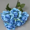 Flor Artificial de Rosa Elsa com 7 Cabeças Cruzada de Fronteira Flor Artificial de Haste Única Rosa Decoração de Arco de Salão de Casamento Hotel Flor Falsa de Casamento