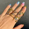 Wanxing Europeu e Americano Aço Inoxidável Personalizado Design de Bola Brilhante Ajustável Anel Aberto Transfronteiriço Mais Vendido Anel com Combinação de Cores