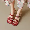 Sandalias de Tacón Grueso de Comercio Exterior para Mujer Verano Chanclas de Tacón Alto Zapatillas de Cuadrado con Tira Única Antideslizantes Versátiles Zapatos para Mujer Tacón Ultra Alto