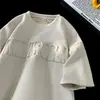 Camiseta de Manga Corta con Relieve Estilo Americano para Hombre, Nuevo Top Casual de Gamuza para Verano, Camiseta Holgada y Elegante de Media Manga