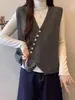 Elegante y sencillo chaleco de traje estilo francés, chaleco de punto de moda para mujer, adecuado para llevar en capas en otoño e invierno