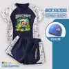 Traje de baño de Minecraft para niños, Traje de baño de dos piezas de manga corta para niños mayores, Conjunto de traje de baño de secado rápido 7