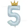Nuevos globos de foil transfronterizos de 40 pulgadas grandes con corona azul cielo y rosa para fiestas de cumpleaños infantiles