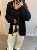 Outono/Inverno 2026 Novo Estilo Coreano Cardigan de Tricô Grosso de Comprimento Médio Cor Sólida com Zíper Duplo Casaco Tendência