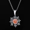 Hip-Hop Europeu e Americano Cruzamento Rosa Floco de Neve Pingente Joias de Natal Colar Totalmente Diamantado Acessórios Joias de Zircônia Femininas Personalização