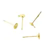 Base para pendientes de perla con pasador de plata s925, base redonda para pendientes con bandeja chapada en oro de 18K, accesorios para pendientes DIY, pasadores de pendientes personalizados A64