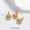 Tendência Nacional Método Antigo Pingente de Ouro de Areia Fogo Azul Gotejamento de Óleo Sorte Oco Esculpido Pérolas Incrustadas Acessórios para Pulseira Colar DIY Feito à Mão