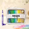 Marcadores acrílicos portáteis para crianças, fáceis de lavar, adequados para alunos do ensino fundamental, canetas de aquarela artísticas coloridas, não mancham e miscíveis