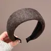 Diadema Ancha de Punto Oscuro para Otoño e Invierno para Mujer con un Toque de Lujo, Diadema para Lavarse la Cara, Diadema de Corona Alta, Accesorio para el Cabello