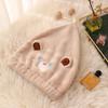 Cartoon Bear Burt Coral Fleece Dry Hair Cap Lavagem Facial Bordado Princess Cap Mulheres Absorvente Thickened Shower Cap Comércio Transfronteiriço