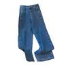 Jeans de Mujer con Sentido del Diseño Cintura Alta Pantalones de Mopa Todo Fósforo Primavera y Otoño Retro Sueltos Adelgazantes Rectos de Pierna Ancha