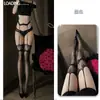 Meias Qianai Sexy Peça Única com Suspensórios de Renda, Ultrafinas, Sexy, Transparentes e Tentadoras, Bumbum Aberto e Exposto Sem Tirar