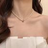 Collar de doble capa con perlas elegantes y sencillas de estilo coreano, estilo té, con cadena de clavícula fresca y dulce para mujer.