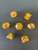 Conjunto de Dados Poliédricos D&D com Padrão de Mármore, Cores Misturadas, Transparente, D4D6D8D10D12D20 Lados, Tabuleiro Coc, Conjunto de Sete Peças