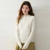 Estilo Nuevo Otoño Manga Larga Botón de Concha 35 Cachemir 65 Lana Holgado Versátil Adelgazante Temperamento Suave Punto para Mujer