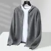 Baicai Rong Otoño/Invierno Nuevo Sudadera de Lana Pura Cuello Alto Cremallera Gama Alta Negocios Casual Simple Capa Base de Punto