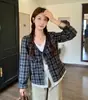 Otoño 2026 Nuevas Llegadas Tallas Grandes Mujer Estilo Coreano Retro Cuadros Manga Larga Blusa Falsa de Dos Piezas Con Cordones Camisa Pequeña Delgada