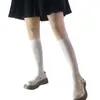 Meias Finas de Verão para Mulheres, Comprimento Médio da Panturrilha, Respiráveis, Estilo Europeu, Modernas, Fashion, Versáteis, Cor Sólida, Meias Slouch Ultrafinas