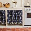 Cortina de Media Puerta Estilo Japonés Azul Marino Floral Cortina de Café Cortina para Gabinete de Fregadero de Cocina Cortina Divisoria a Prueba de Polvo Sin Taladro