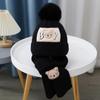 Conjunto de dos piezas de gorro y bufanda para bebé, de otoño e invierno, de lana de oso para niño y niña, de algodón cálido de punto.