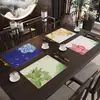 Jogo Americano Estilo Chinês Original, Jogo Americano Floral Estilo Nacional para Mesa, Jogo Americano de Couro para Prato, Impermeável, à Prova de Óleo, Resistente ao Calor, Jogo Americano Estilo Ocidental, Jogo Americano para Estudante