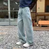 Jeans vintage estilo americano de calle, pantalones con vibra masculina, sencillos y modernos, con un diseño relajado, de pierna ancha, corte recto y largos