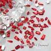 Strass Vermelho Plano para Nail Art no Atacado, Mini Strass Vermelho Olho de Cavalo Gota d'Água Plano com Formatos Irregulares, Decorações de Strass para Unhas de Estilos Mistos