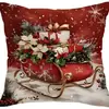 Funda de Cojín Decorativo Papá Noel Muñeco de Nieve Reno Impresa por un Lado para Navidad Invierno Sala de Estar Sofá Dormitorio