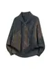 Suéter de punto trenzado estilo americano con cuello solapa, corte holgado y casual, perfecto para otoño e invierno, nuevo top de color liso