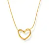 Colar de Aço Titânio Pingente Coração Vazado Feminino Ins Simples Joias de Nicho Versátil Alta Qualidade Ouro 18K Real Corrente para Clavícula