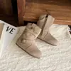 Botas para niñas, Botas estilo Martin para niños, Nuevas botas de felpa de media caña para otoño e invierno 2026 para niñas, Botas de cuero Birkenstock para niños grandes