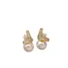 Brincos de Tarraxa Estrela Zircônia Pérola Banhados a Ouro Real 14k Luxo Leve Alto Padrão Exquisitos Brincos Temperamento Versátil Colar Mulheres