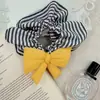 Versão Coreana do Novo Scrunchie Listrado com Laço Tridimensional Preenchido com Algodão Versátil Divertido Fofo Alta Elasticidade Elástico de Cabelo Acessório de Cabelo