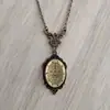 Colar com Pingente Oval de Vidro Paisagem Aurora Elegante - Joia Masculina Fashion Vintage Banhada a Prata