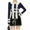 Tejido de Punto de Manga Larga a Rayas con Cuello Marino Estilo Universitario para Mujer en Otoño e Invierno, Diseño Único y Chic, Top de Pequeño Aroma en Color Contrastante