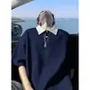 Camisa Polo Color Block Estilo Americano com Manga Curta para Homens, Camiseta Solta Respirável de Toque Gelado para Verão para Meninos