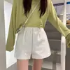 Shorts de Algodão Lavado Finos de Verão Feminino 2026 Corte A Cintura Elástica Design Solto Emagrecimento Casual Versátil