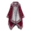 Chal de Punto Vintage con Borlas, Estilo Étnico Floral Colorido, con Capucha, para Mujer, para Viajes en Primavera y Otoño