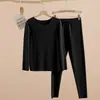 Conjunto de roupas quentes masculinas de veludo sem costura tamanho plus size roupa íntima outono e inverno forrado com fleece espessado roupas de outono calças compridas conjunto de duas peças