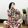 Pijama Feminino, Manga Longa, Estilo Fino, Primavera, Outono e Verão, Roupa de Casa Doce e Fofa para Meninas, Conjunto Gola Redonda para Ambientes com Ar Condicionado
