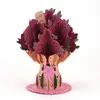 Tarjeta de felicitación con ramo de rosas rojas 3D y lazo para el Día de San Valentín, Tarjeta de regalo de cumpleaños creativa hecha a mano, Venta al por mayor transfronteriza