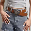 Estilo Europeu e Americano Sexy Diário Textura Marrom Nicho Cinto de Botão Padrão Estampado Especial Lote Cinto Unissex
