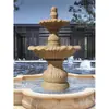 Fuente de Escultura de Piedra Estilo Europeo Cuenca de Agua de Granito Dorado Cuenca de Agua de Piedra Amarillo Óxido Paisajismo de Patio Comunitario al Aire Libre Ornamentos de Agua Corriente Ordenar,