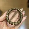 Pulseira Premium Sangue de Dragão Feita à Mão Bambu Dourado Sólido Alta Densidade Bambu Velho Weathered Jade Material para Meditação Atacado