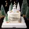 Decoraciones Navideñas 2025 Oso Polar Adornos para Pastel Merrychristmas Fieltro Pedrería Pino Enchufe
