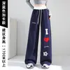 Pantalones Deportivos Casuales de Pierna Ancha Hip-Hop para Mujer, Originales Americanos, Caseros, con Letras, Amor