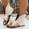 Novas Botas de Tornozelo com Tira para Dedo do Pé Estilo Verão Moda Europeia e Americana Sandálias Rasteirinhas com Laço de Strass para Mulheres, Tamanho Grande para Exportação