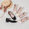 Sapatos de Salto Alto Infantil Primavera 2025, Sapatos de Performance para Estudantes de Meia-Idade e Mais Velhos, Vestido Dourado para Passarela, Sapatos de Princesa para Meninas