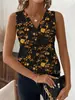 Top Estampado de Nueva Colección Transfronterizo Europeo y Americano con Cuello en V sin Mangas
